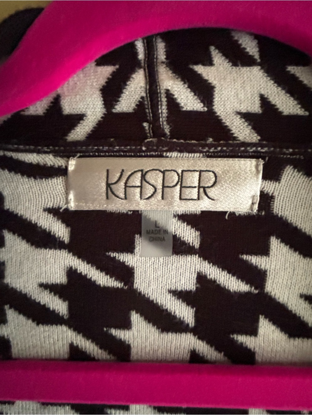 Kasper Black and White Houndstooth Open Cardigan - Picture 2 of 5